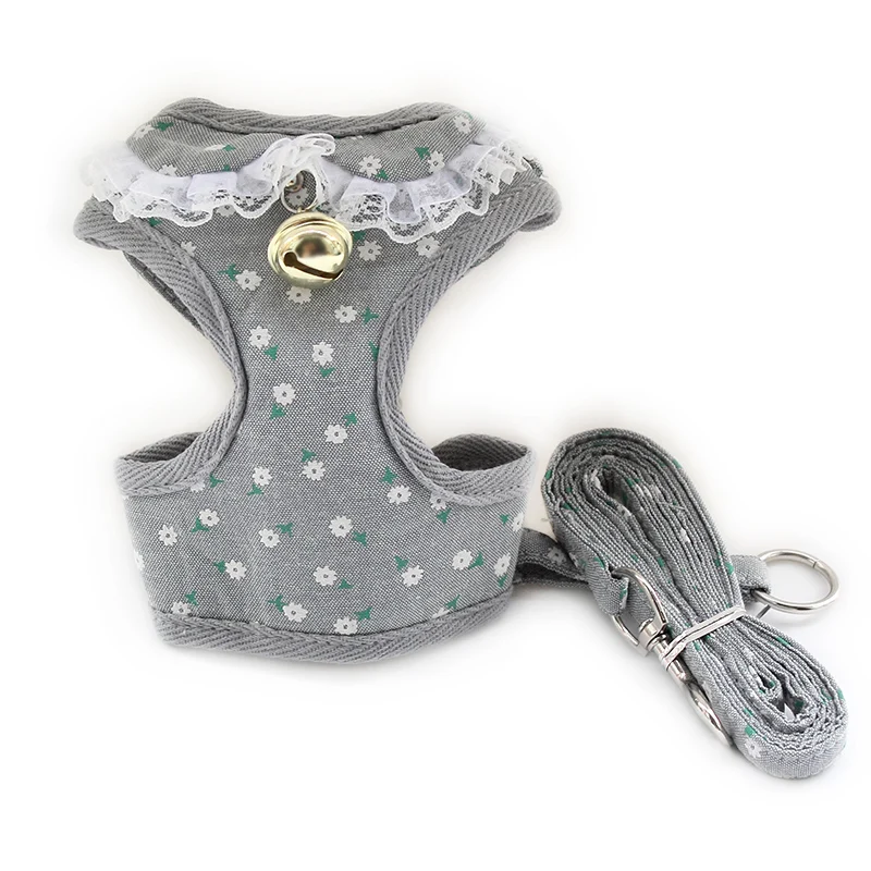 

Armi store Flower Pattern Bells Dog Harnesses Cloth Chest Strap Halter Dogs Harness Lead For 6044027 Pet Supplies S M L XL