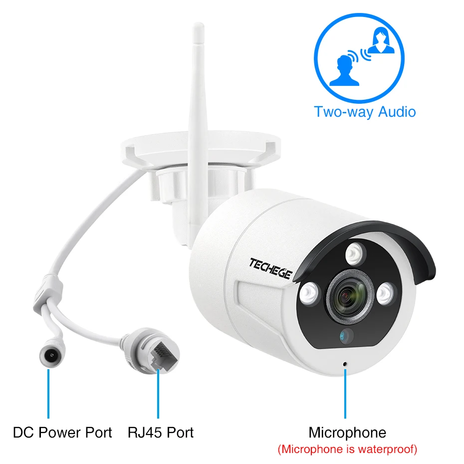 Techege 4CH 1080P Wireless CCTV System Two Way Audio 2MP Waterproof Outdoor Metal Camera System WIFI Video Surveillance Kit