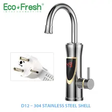 Ecofresh Instant Tankless Electric Hot Water Heater Faucet Kitchen Instant Heating Tap Water Heater with LED EU Plug eu free shipping 8l propane gas lpg boiler instant 2gpm tankless hot water heater stainless steel lcd with shower head