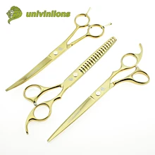 " Золотые изогнутые ножницы, ножницы для ухода за домашними животными, изогнутые ножницы для стрижки собак, кошек, машинки для стрижки животных, ножницы для стрижки собак, набор для стрижки лошадей