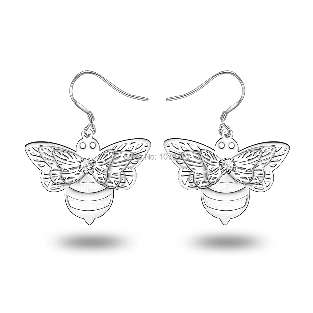 

Creative Bohemian Bee Earrings Plated Silver Long Earring Sterling Earring Charm Pendant Fashion Jewelry Party Birthday Gift