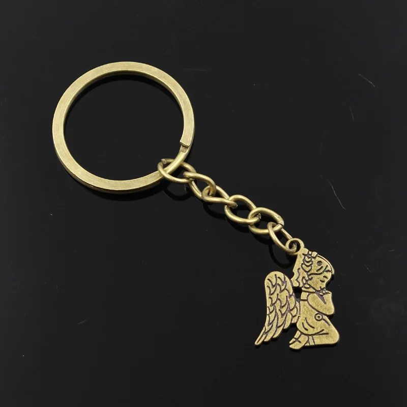 Новая мода мужской 30 мм брелок DIY металлический держатель цепь Винтаж Pray Angel 24x17