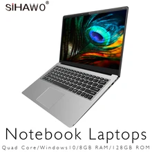 Ноутбук 15,6 «ультрабук с Windows 10 Игровые ноутбуки Intel Celeron J3455 Тетрадь компьютер с четырехъядерным процессором 6 ГБ Оперативная память 128 Гб 256 ГБ 512 ГБ SSD
