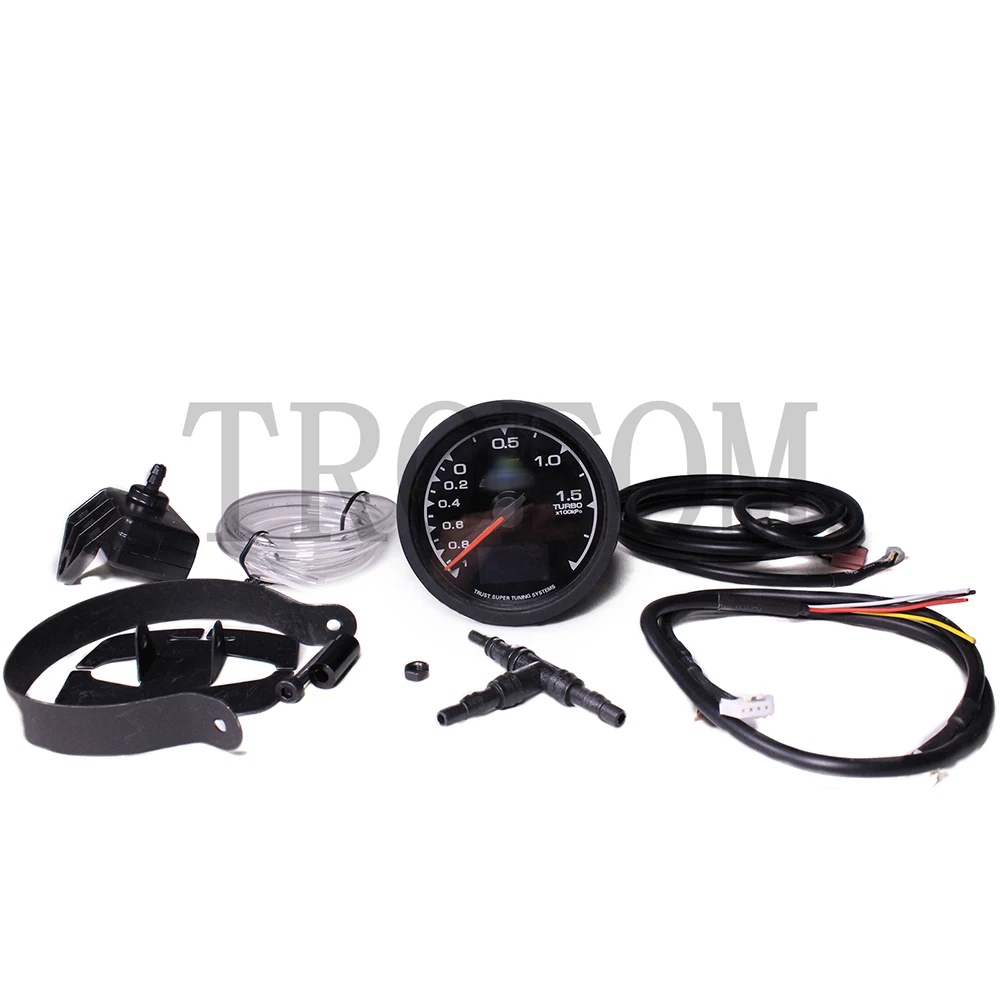 Universal Racing Gauge Turbo Boost Gauge GReddi 7 Light Colors LCD Display With Voltage Meter 62mm 2.5 Inch With Sensor