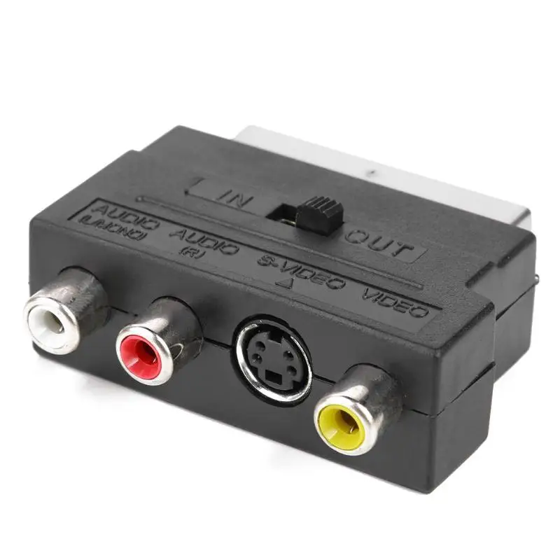 RCA 21pin S-Video/AV/tv/аудио адаптер конвертер для SCART евро штекер к S-Video+ 3 RCA видео левый и правый канальный адаптер