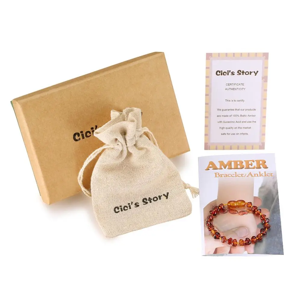 

Baltic Amber Teething Bracelet/Anklet for Baby Size 14-20cm - Gift Box - 10 Colors