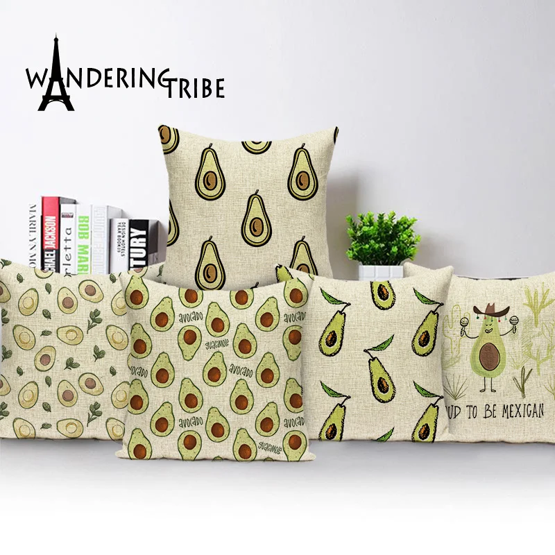 

Cartoon Fruit Pillow Covers Avocado Cushion Decorative Sofa Chair Bed Car Cute Pattern Kissen Print Home Decor Cushions Cover