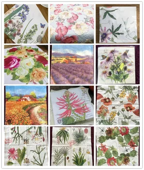 

20 vintage table Napkins paper tissue printed flower butterfly bird decoupage wedding birthday party home cafe decor serviettes
