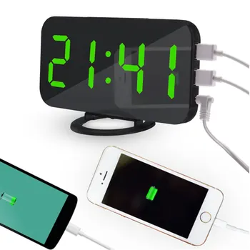 

Creative Electronic Mirrored LED Light Digital Alarm Clock Lamp USB Phone Charge Snooze Function Modes Table Night Light MYC