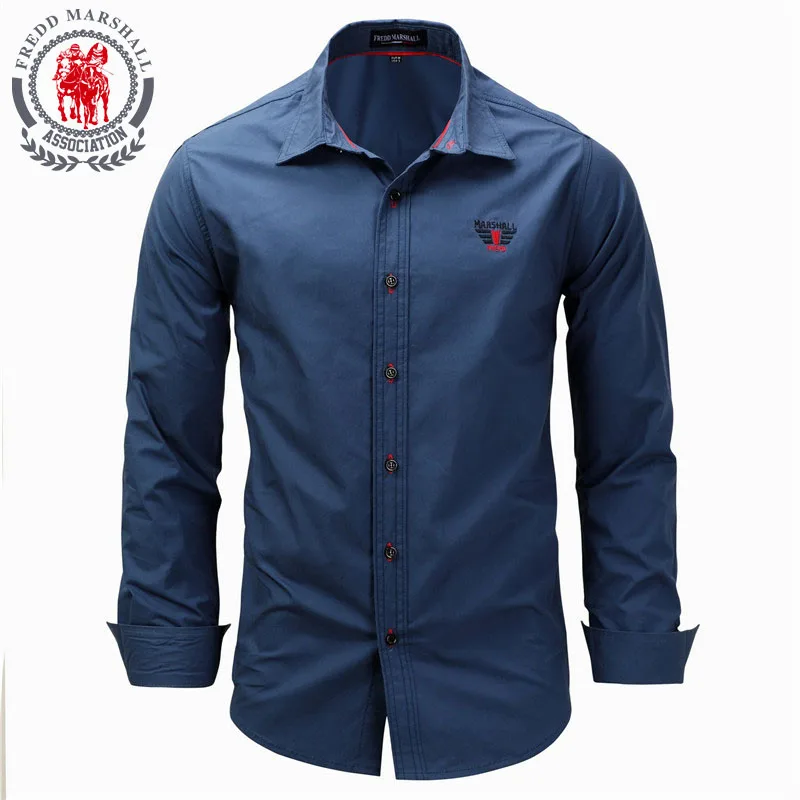 

Fredd Marshall New 2018 New Brand Cotton Men Casual Long Sleeve Shirts Solid Color Male Dress Shirt Camisa Masculina Plus Size