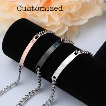 

Private Customized Bracelet Setting Crystal Adjustable Gift Men Women PLS Leave The Text U Want to Engraved Welcome DropShipping