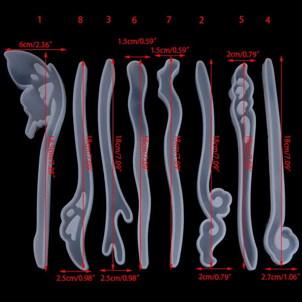 JAVRICK 1 шт. дизайн DIY силиконовая шпилька форма для изготовления палочки для волос ювелирные изделия кулон Смола Ремесло 8 видов стилей