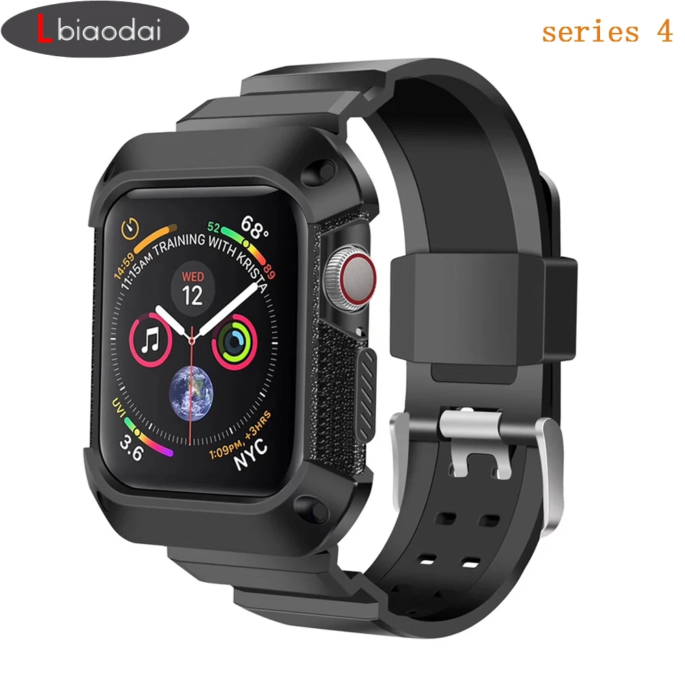 

Lbiaodai Protective Case For Apple Watch band iwatch band 44mm 40mm silicone strap+bumper bracelet wrist watchband accessories