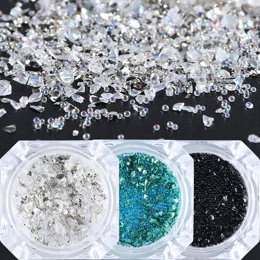 

1 Bottle Colorful Mixed Caviar Irregular Stones Nail Art Rhinestones Mini Beads Micro Zircon Broken Glass Nail Decorations TR771