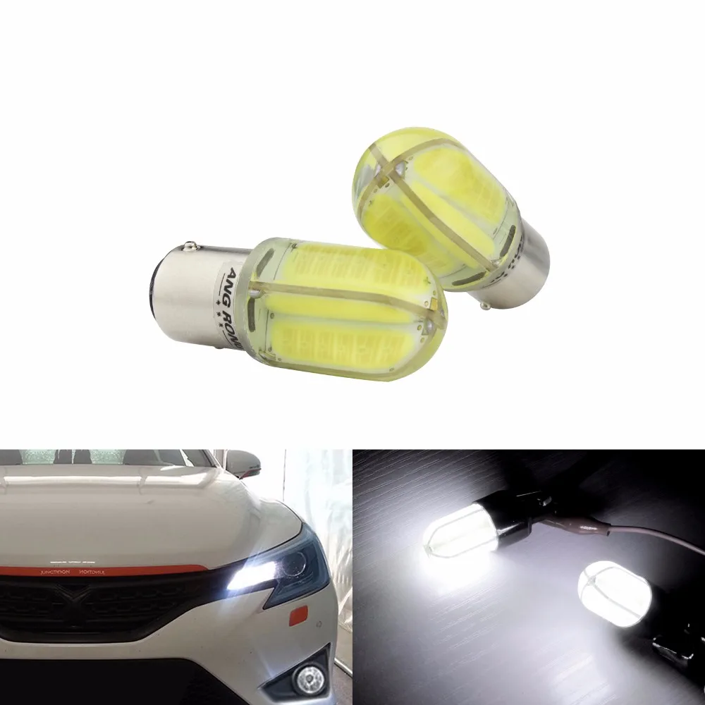 

ANGRONG 2pcs 380 P21/5W BAY15d Bulb 8 COB LED Sidelight Tail Stop Brake Light Daytime Light DRL(CA266x2)