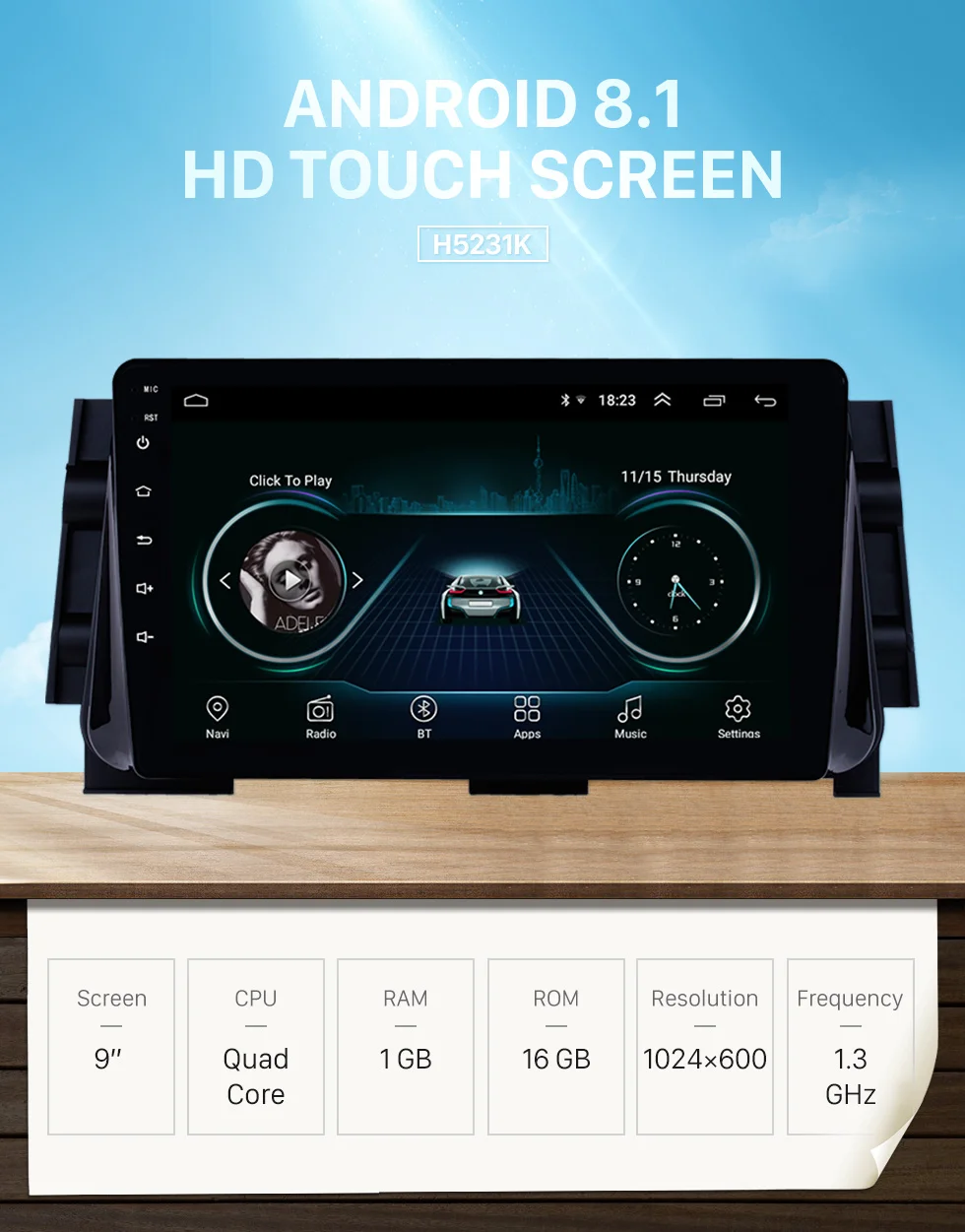 Discount Harfey HD 9" Car GPS Android 8.1 Stereo for Nissan Micra 2017 with Bluetooth USB WIFI AUX support Backup  Camera Carplay SWC OBD 0