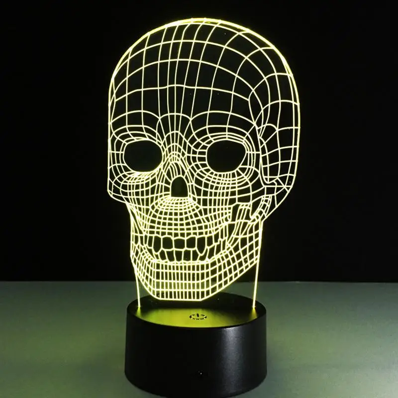 

3D Lamp Visual Light Effect Touch Switch Colors Changes Night Light (Skull)