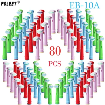 

Poleet 80Pcs/Lot Electric ToothBrush Replacement Heads Multicolor EB-10A /EB10A/EB10-2K For Oral By Hygiene Kids Toothbrush Head