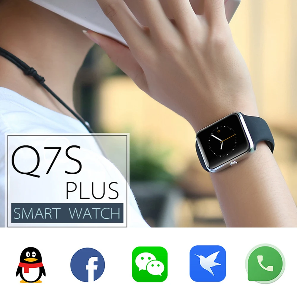 Умные часы Q7S с поддержкой bluetooth sim картой телефон whatsapp fackbook подключение к Android