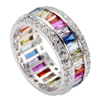 

SHUNXUNZE luxury Charm wedding rings for men and women Pink red Peridot Morganite Blue Purple Cubic Zirconia Rhodium Plated R489