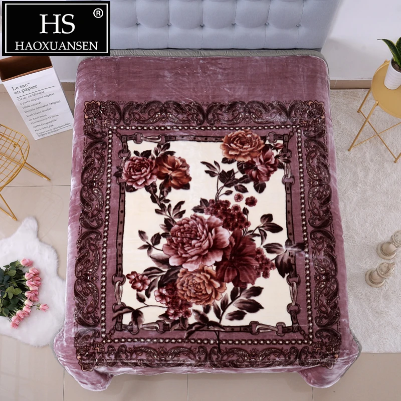 4.0 Kg Brown Super Soft 3d Floral Paisley Cloudy Blanket Thick Winter