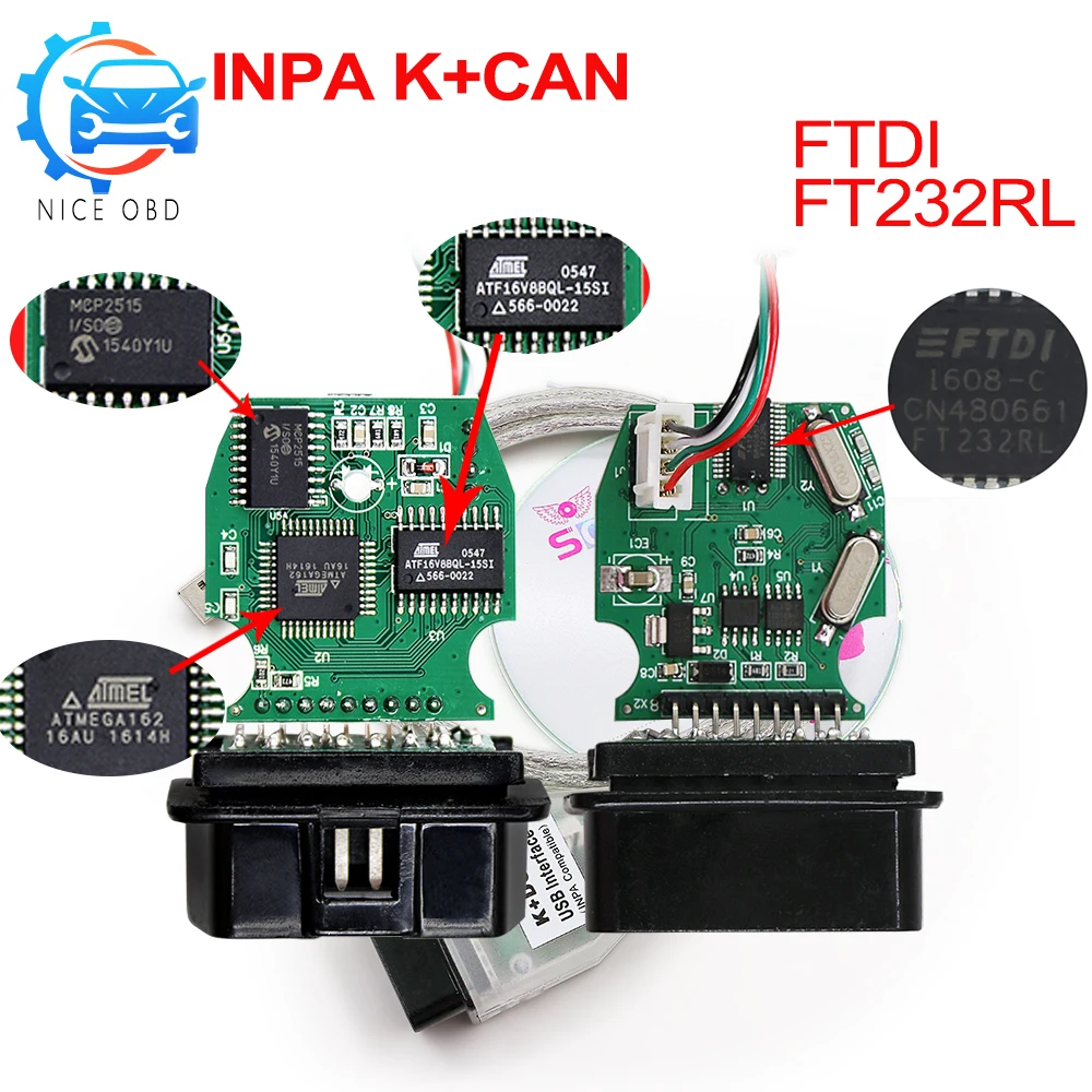 Диагностический интерфейс INPA K + без переключателя FT232RL Автомобильный сканер OBDII