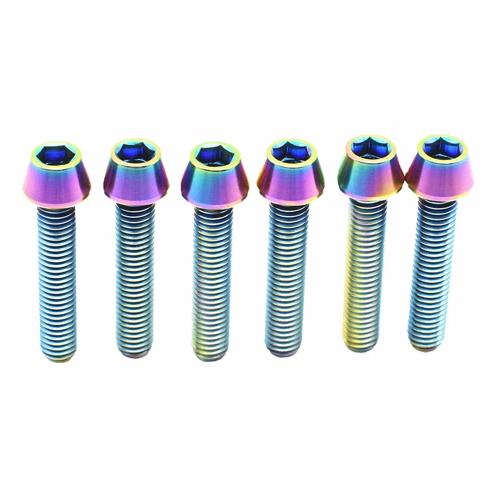 

Titanium Bolt Clamp Handlebar for Mountain/Road Bike Sram Brake Lever M5 x18/20/25mm Fixed Cone Ti Screw Ti Fasteners 4/6pcs
