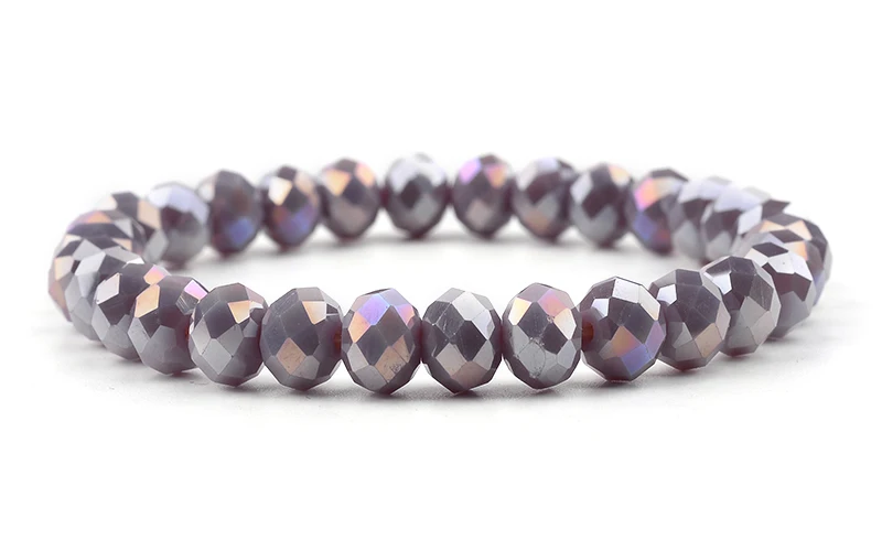 BOJIU Trendy Faceted Crystal Strand Bracelet For Women Cute Pink Purple Gray Black Crystal Bead Bracelet Hot Lady Jewelry BC276