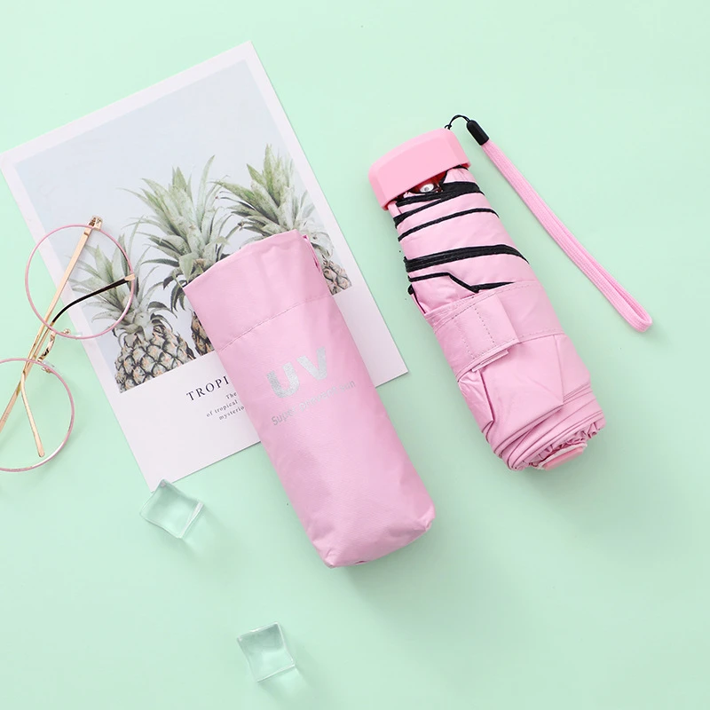 

8 Colors Ultra Light Mini Umbrella Women Sun Sunshade UV Protection Sombrilla for Rain and Sun Five Folding Pocket Umbrella