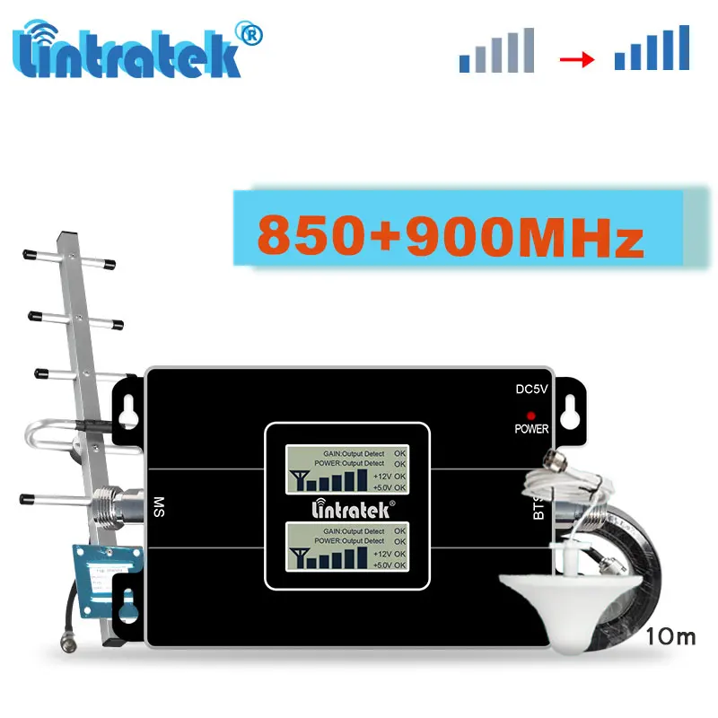 

Lintratek 4G 2G 3G 4G GSM 850 900mhz CDMA Cellular Signal Booster UMTS Double Band 850 Cell Phone Repeater Amplifier Kit s9
