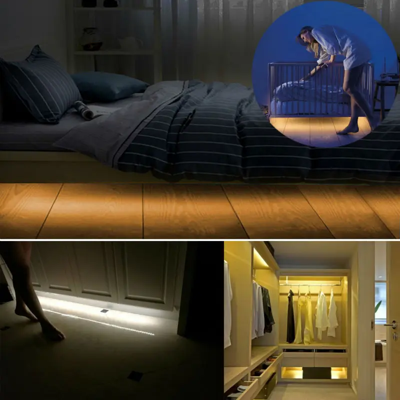 4AA Battery Powered LED Night Light Motion Activated LED Strip Lights