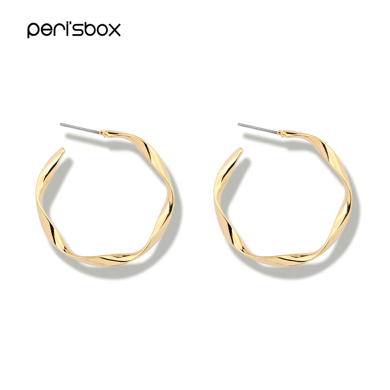 Peri'sbox минималистичные круглые витые серьги-кольца для женщин геометрической формы, в стиле бохо массивные Серьги обручи очаровательные серьги Huggie