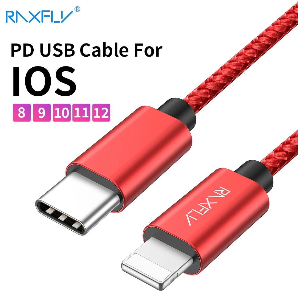 RAXFLY type C кабель для освещения PD зарядный провод USB c Macbook iPhone X 7 8 Plus XS Max XR|Кабели