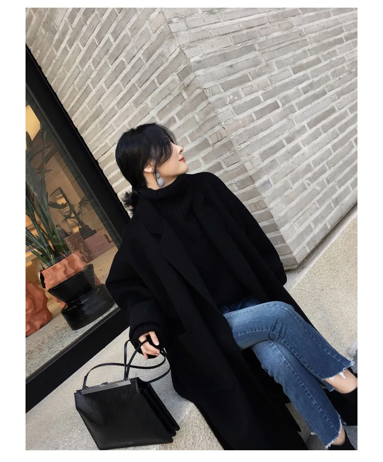 Зимнее новое популярное толстое Женское пальто, Корейская версия длинного шерстяного свободного кроя, тонкое шерстяное пальто, женская одежда