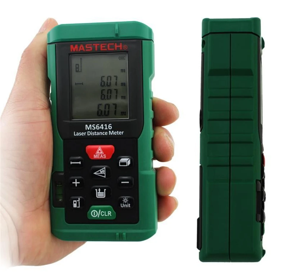 

60m Laser Distance Meter Rangefinder Tape Measure Level Tool MASTECH MS6416