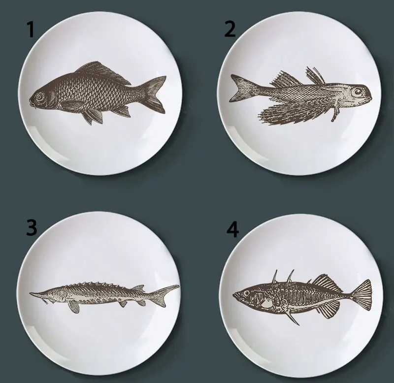 Подводный Мир тема рыбы тарелки Ретро креативные Закуски Блюдо бар отель домашние декоративные тарелки ручная роспись узор Diy тарелки