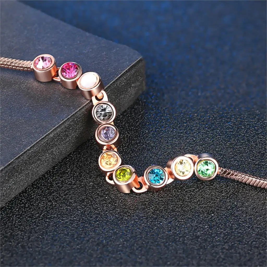Модные Разноцветные изысканные браслеты для женщин, розовое золото, браслет, Элементы австрийских кристаллов, Рождественский подарок H013 H011 H012