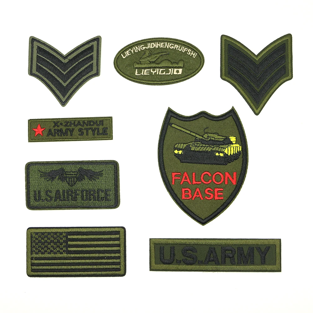 2018 New 1 pcs Iron-on Antique Green Badge tactical Exquisite handmade DIY patch D-035