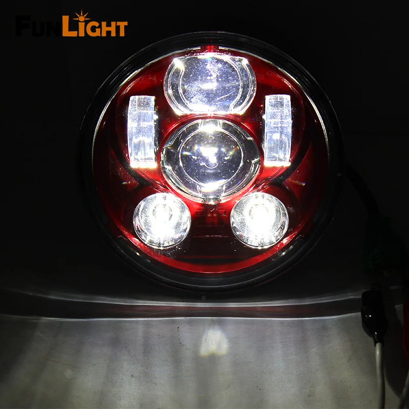 

Funlight Red 5-3/4" 5.75 inch Round LED Projection Daymaker Headlight for Harley Davidson Motorcycles  9 pcs Bulb