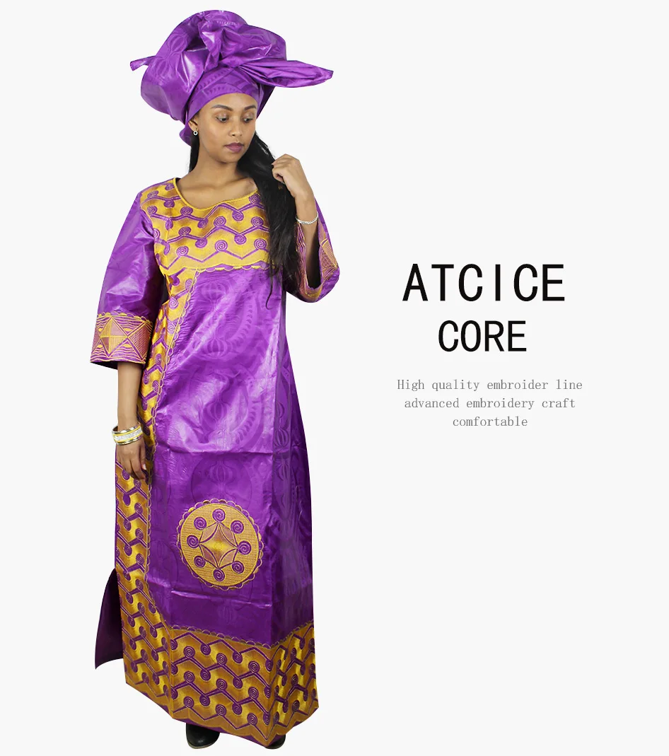 Хлопок комплект из обуви в африканском стиле платья для женщин Традиционная Дашики в африканском стиле бассейна, богатая вышивка дизайн длинное платье A121