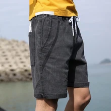 Большие размеры 5XL 6XL летние новые мужские шорты, Свободные повседневные джинсовые хлопковые шорты, Мужская одежда, синий, серый