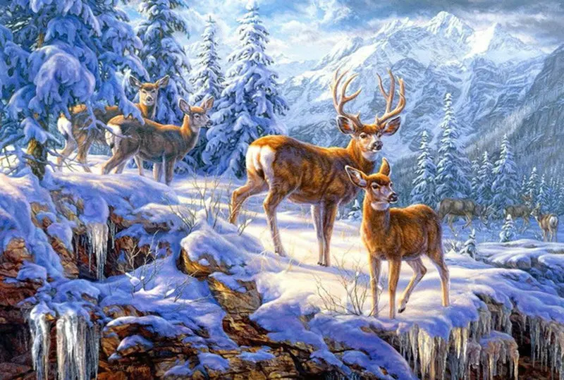 DIY Diamond painting Handmade Cross stitch kit embroidery snow deer 5d mosaic Paste pattern Beads rhinestones | Дом и сад