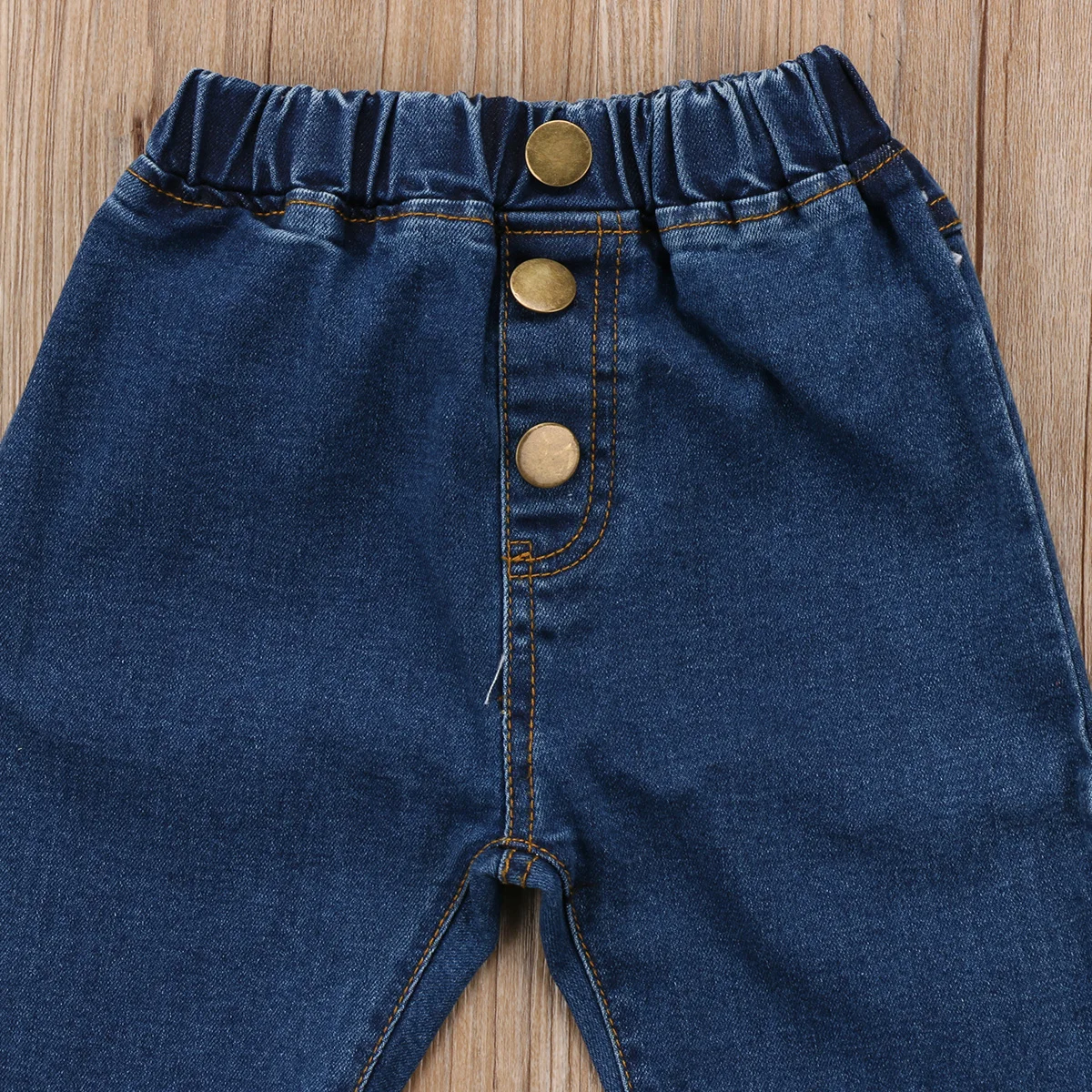 Модные джинсы для маленьких девочек брюки-клеш для маленьких детей весенне-осенние детские джинсовые свободные джинсы, брюки для детей возрастом от 2 до 7 лет