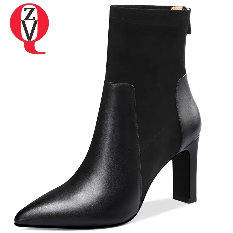 ZVQ newest fashion sexy genuine leather ankle boots Video show super high strange style black and beige large size women shoes ZVQ newest fashion sexy genuine leather ankle boots Video show super high strange style black and beige large size women shoes