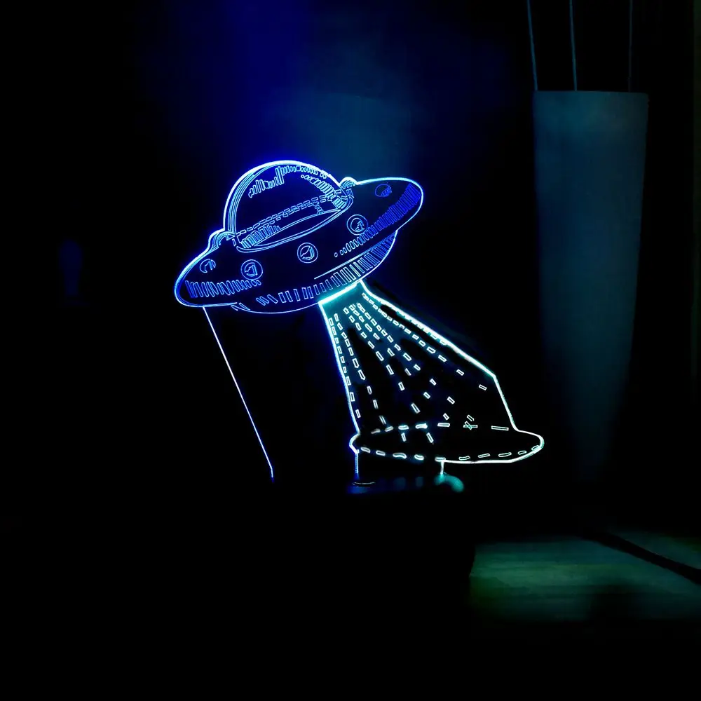 Новинка НЛО 3D настольная лампа интересный инопланетный космический корабль светодиодный смешанный двойной многоцветный USB сенсорный