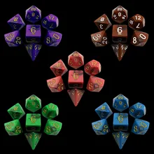 7 pçs acrílico polyhedral número jogo de dados conjunto 7 estilo d4 d6 d8 2d10 d12 d20 para masmorras e dragões festa jogo de matemática brinquedos mágicos