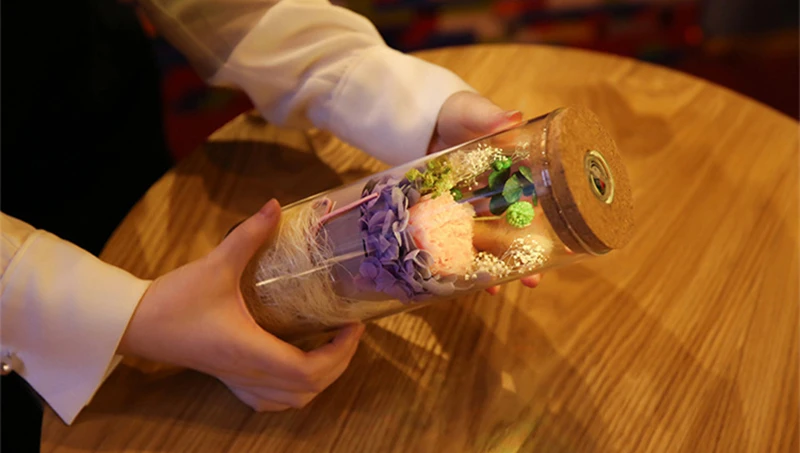 JAROWN 영원한 꽃 소원 병 비누 장미 다채로운 빛나는 크리 에이 티브 유리 병 크리스마스 선물 웨딩 파티 장식 (23)