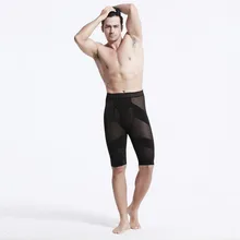 Мужская сетчатая ткань с высокой талией, ультра тонкие бедра, сморщенные ягодицы, брюки, бесшовные, Abdo, мужские компрессионные дышащие, пятые, формирующие брюки