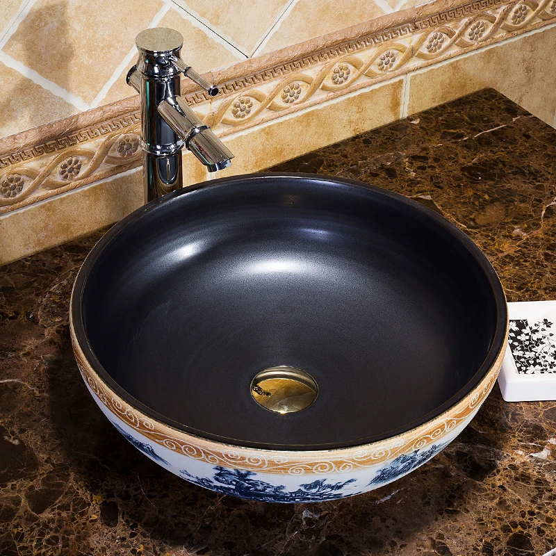 Jingdezhen ceramic wash basin Antique retro style porcelain luxury basin bathroom sinks (2)