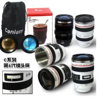 

Free shipping 60pcs/lot the 6th stainless steel Coffee camera lens mug cup (white color) Wholesale